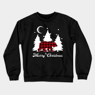 Red Buffalo Plaid Bear Matching Family Christmas Pajama Crewneck Sweatshirt